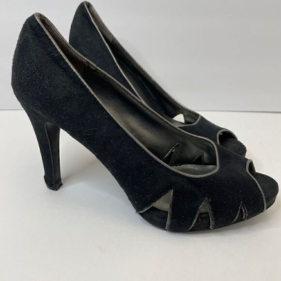 Fioni | Black| Suede| Peep Toe| Heel| 7 1/2 woman’s - Picture 5 of 12